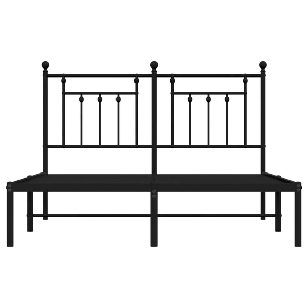 Metallinen sängynrunko päädyllä musta 150x200 cm