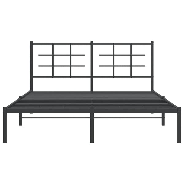 Metallinen sängynrunko päädyllä musta 160x200 cm