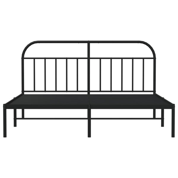 Metallinen sängynrunko päädyllä musta 180x200 cm