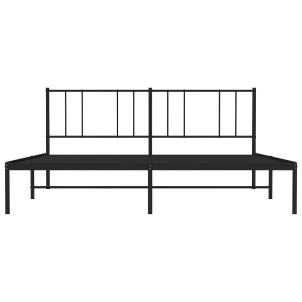 Metallinen sängynrunko päädyllä musta 180x200 cm