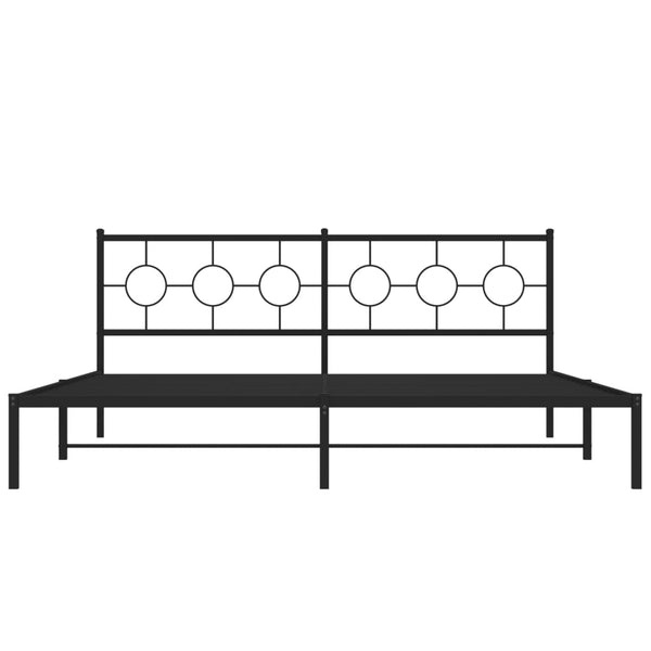 Metallinen sängynrunko päädyllä musta 200x200 cm