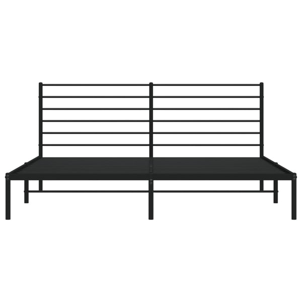 Metallinen sängynrunko päädyllä musta 200x200 cm