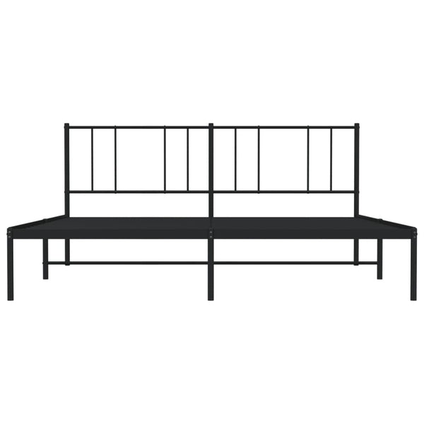 Metallinen sängynrunko päädyllä musta 200x200 cm