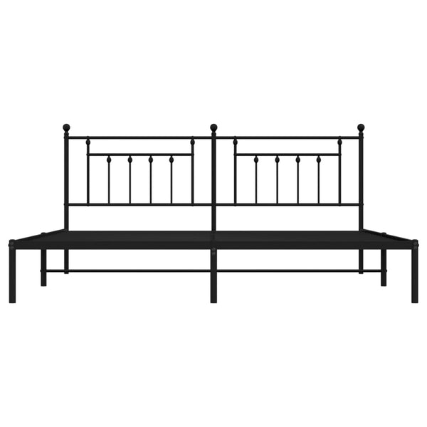 Metallinen sängynrunko päädyllä musta 200x200 cm