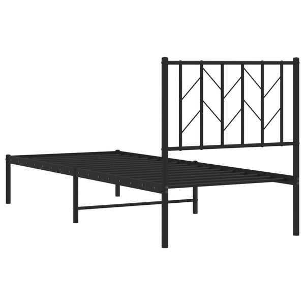 Metallinen sängynrunko päädyllä musta 75x190 cm