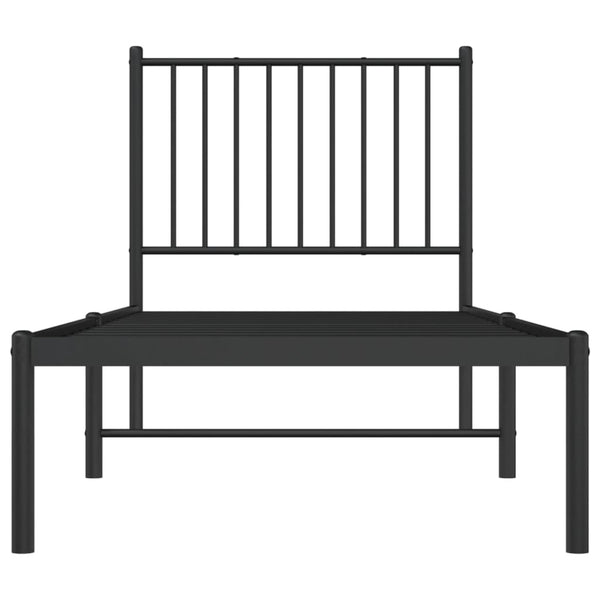 Metallinen sängynrunko päädyllä musta 80x200 cm