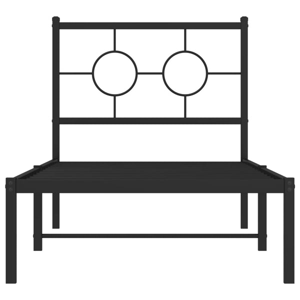 Metallinen sängynrunko päädyllä musta 80x200 cm