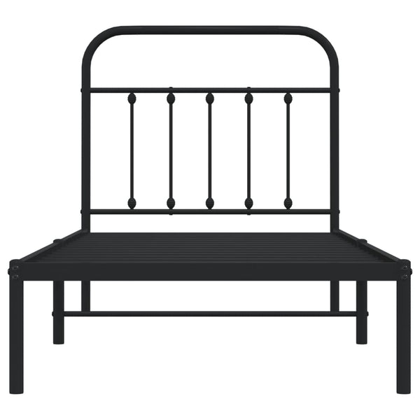 Metallinen sängynrunko päädyllä musta 80x200 cm
