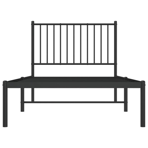 Metallinen sängynrunko päädyllä musta 90x190 cm