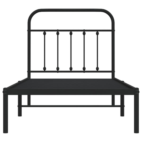 Metallinen sängynrunko päädyllä musta 90x190 cm