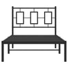 Metallinen sängynrunko päädyllä musta 90x200 cm