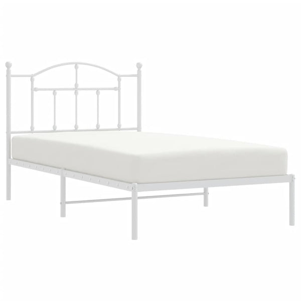 Metallinen sängynrunko päädyllä valkoinen 100x190 cm