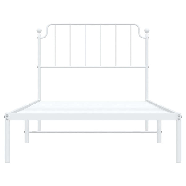 Metallinen sängynrunko päädyllä valkoinen 100x190 cm