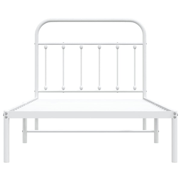Metallinen sängynrunko päädyllä valkoinen 100x190 cm