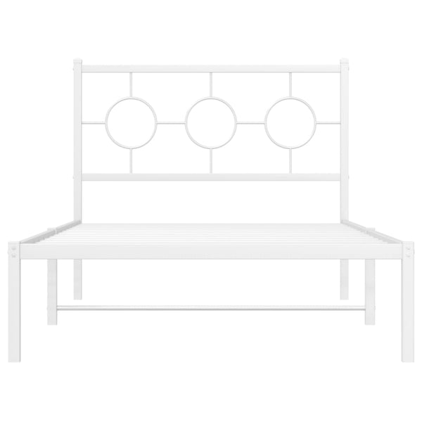 Metallinen sängynrunko päädyllä valkoinen 100x200 cm