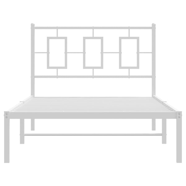 Metallinen sängynrunko päädyllä valkoinen 100x200 cm