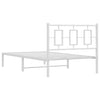 Metallinen sängynrunko päädyllä valkoinen 100x200 cm
