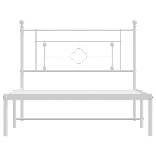 Metallinen sängynrunko päädyllä valkoinen 107x203 cm