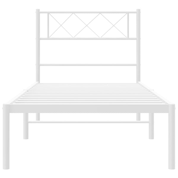 Metallinen sängynrunko päädyllä valkoinen 107x203 cm