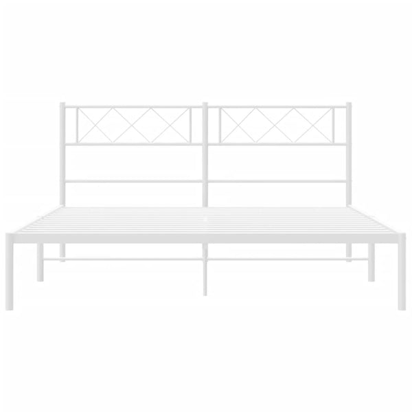 Metallinen sängynrunko päädyllä valkoinen 120x190 cm