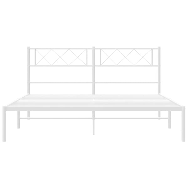Metallinen sängynrunko päädyllä valkoinen 120x200 cm