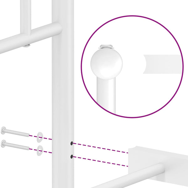 Metallinen sängynrunko päädyllä valkoinen 120x200 cm