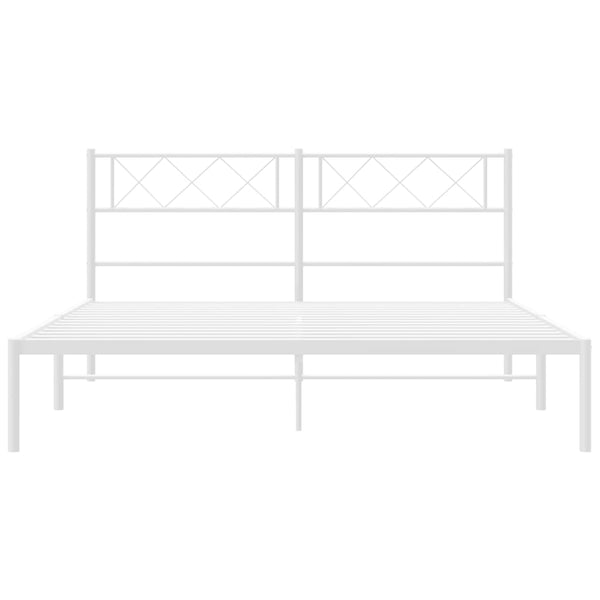 Metallinen sängynrunko päädyllä valkoinen 135x190 cm