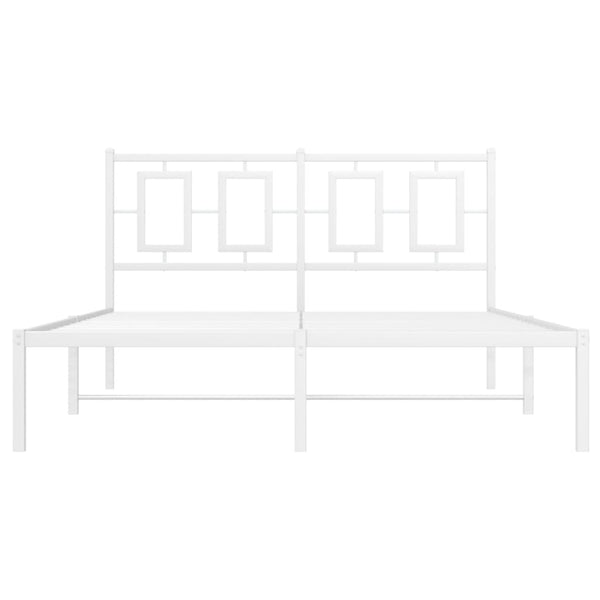 Metallinen sängynrunko päädyllä valkoinen 135x190 cm