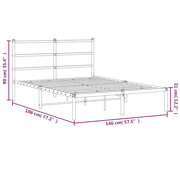 Metallinen sängynrunko päädyllä valkoinen 140x190 cm