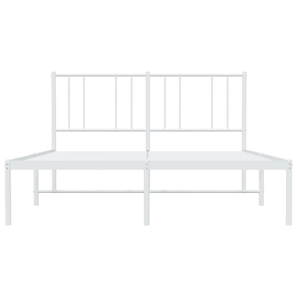 Metallinen sängynrunko päädyllä valkoinen 140x190 cm