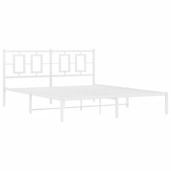 Metallinen sängynrunko päädyllä valkoinen 150x200 cm