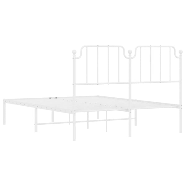 Metallinen sängynrunko päädyllä valkoinen 150x200 cm