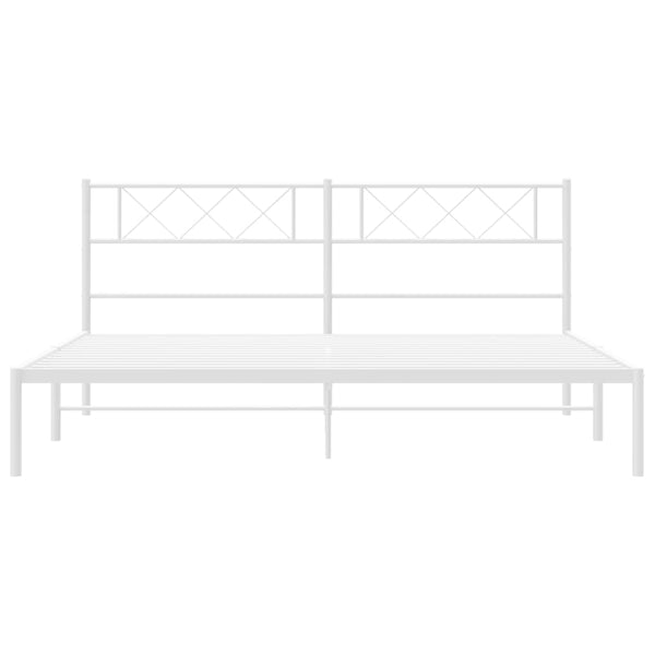 Metallinen sängynrunko päädyllä valkoinen 160x200 cm