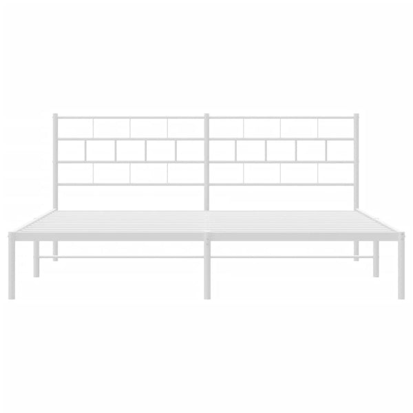 Metallinen sängynrunko päädyllä valkoinen 183x213 cm
