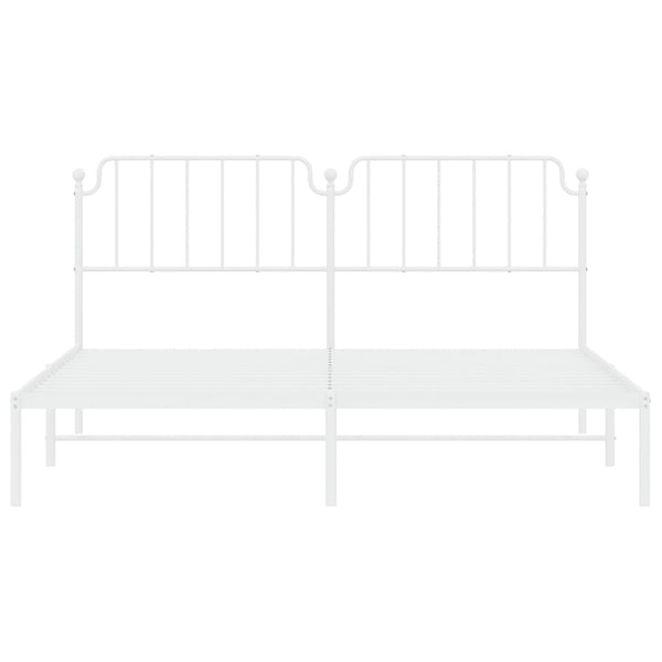 Metallinen sängynrunko päädyllä valkoinen 183x213 cm