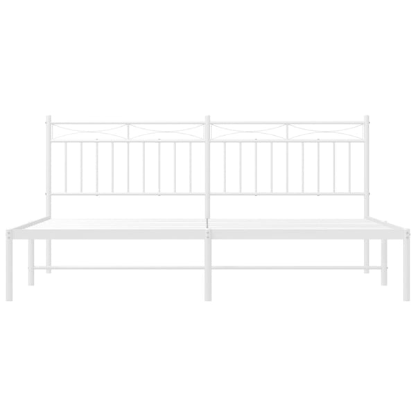 Metallinen sängynrunko päädyllä valkoinen 183x213 cm