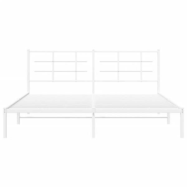 Metallinen sängynrunko päädyllä valkoinen 183x213 cm
