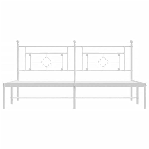 Metallinen sängynrunko päädyllä valkoinen 183x213 cm