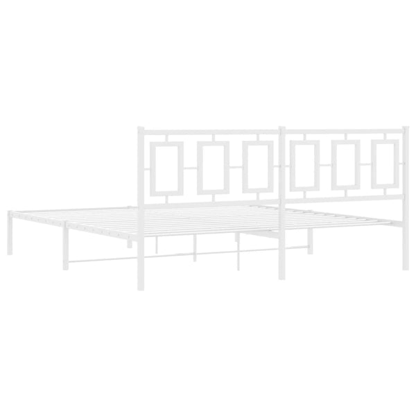 Metallinen sängynrunko päädyllä valkoinen 183x213 cm