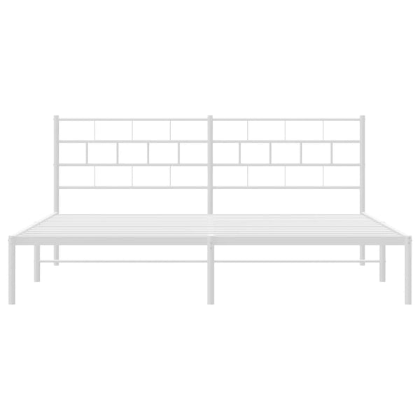 Metallinen sängynrunko päädyllä valkoinen 193x203 cm
