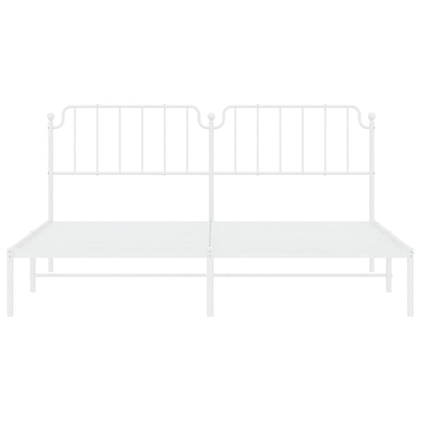 Metallinen sängynrunko päädyllä valkoinen 193x203 cm