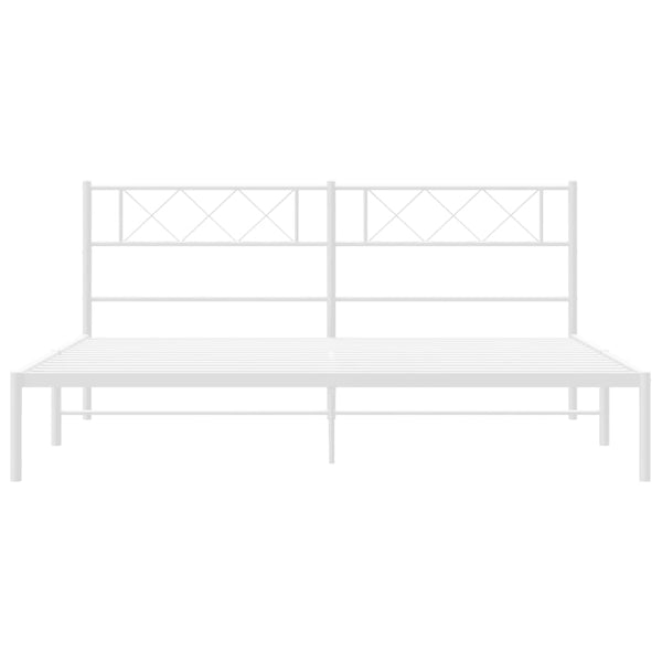 Metallinen sängynrunko päädyllä valkoinen 193x203 cm