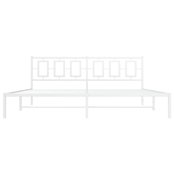 Metallinen sängynrunko päädyllä valkoinen 193x203 cm