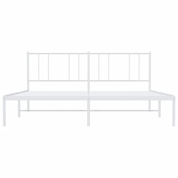 Metallinen sängynrunko päädyllä valkoinen 193x203 cm