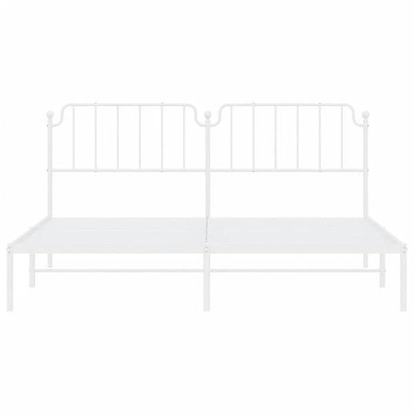 Metallinen sängynrunko päädyllä valkoinen 200x200 cm