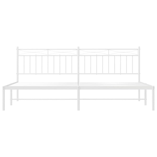 Metallinen sängynrunko päädyllä valkoinen 200x200 cm