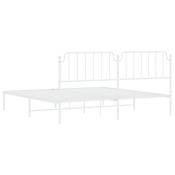 Metallinen sängynrunko päädyllä valkoinen 200x200 cm
