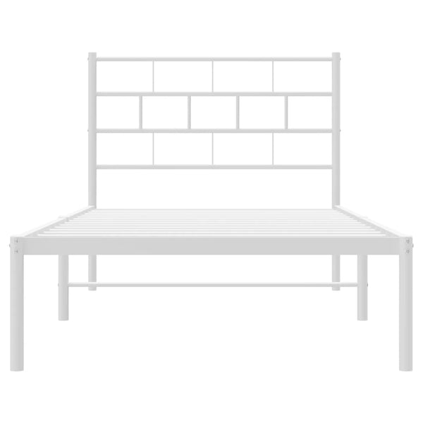 Metallinen sängynrunko päädyllä valkoinen 75x190 cm
