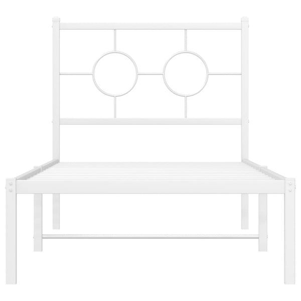 Metallinen sängynrunko päädyllä valkoinen 75x190 cm