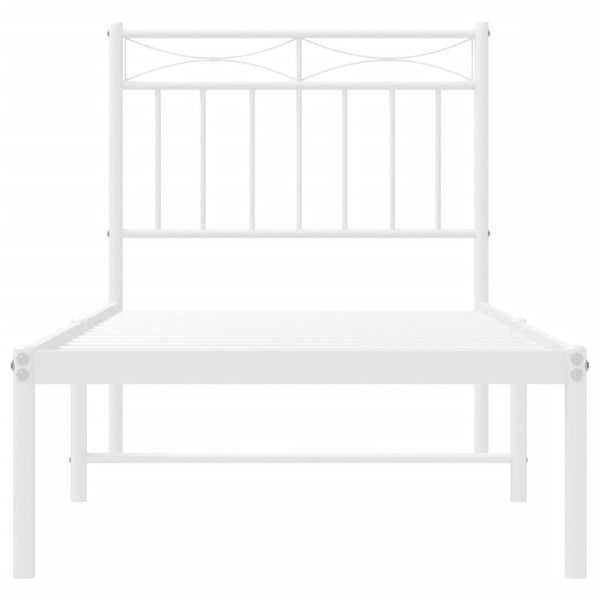 Metallinen sängynrunko päädyllä valkoinen 80x200 cm
